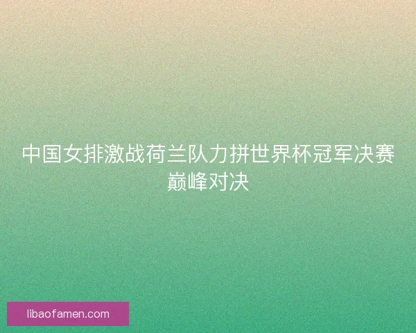 中国女排激战荷兰队力拼世界杯冠军决赛巅峰对决