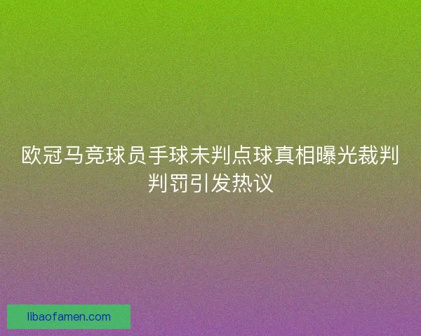 欧冠马竞球员手球未判点球真相曝光裁判判罚引发热议